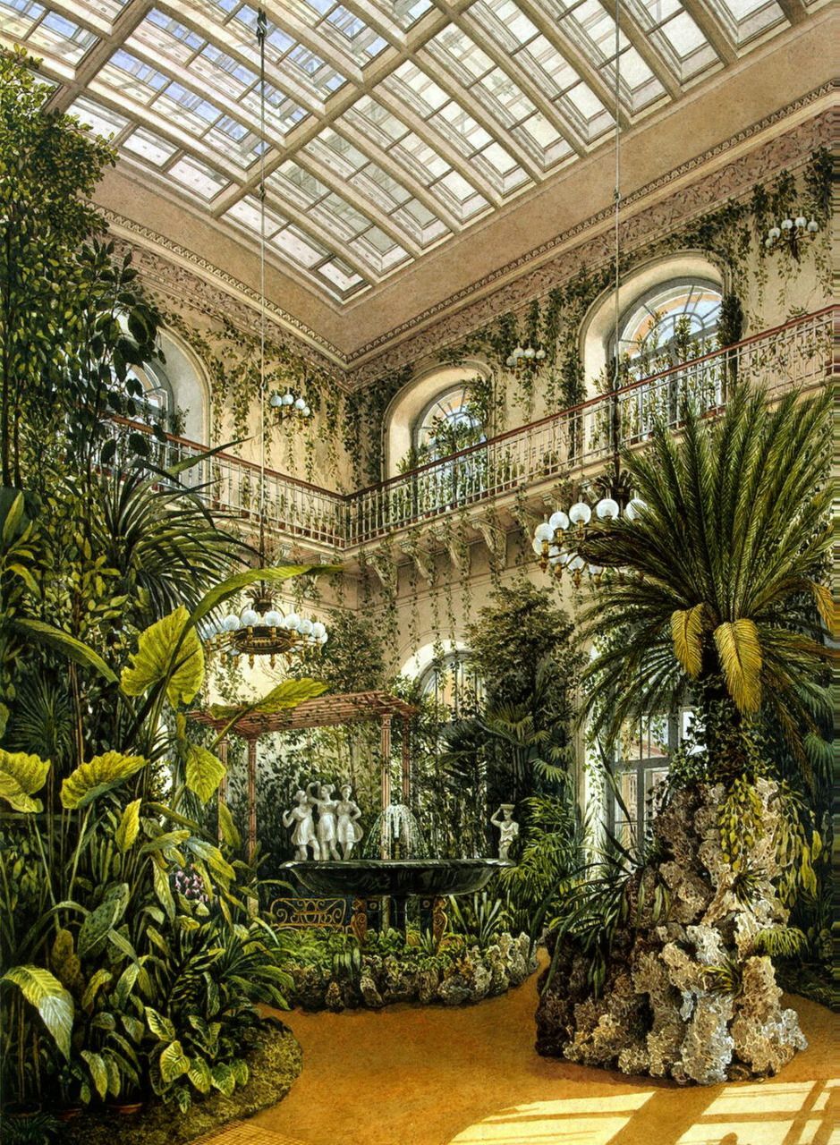 missfolly:  Konstantin Andreevich Ukhtomsky: Types of rooms in the Winter Palace. Winter Garden., Hermitage -   21 garden room kids
 ideas