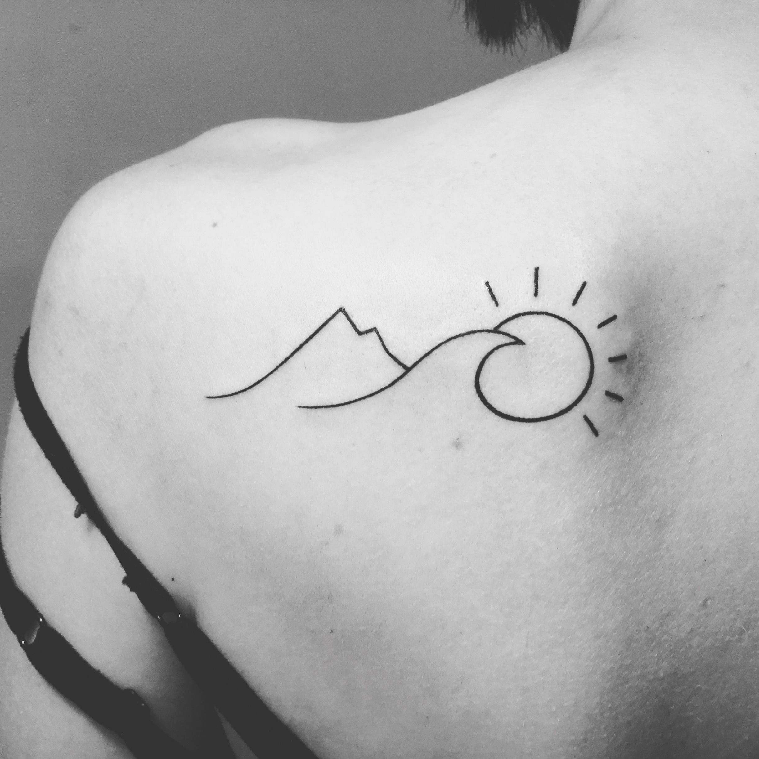 Nature lover minimalist tattoo- Mountain tattoo- Wave tattoo -   21 mountain tattoo side
 ideas