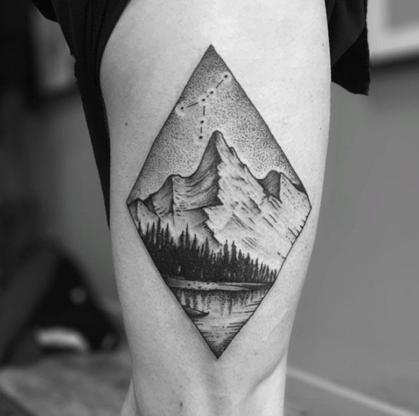 38 Gorgeous Landscape Tattoos Inspired by Nature -   21 mountain tattoo side
 ideas