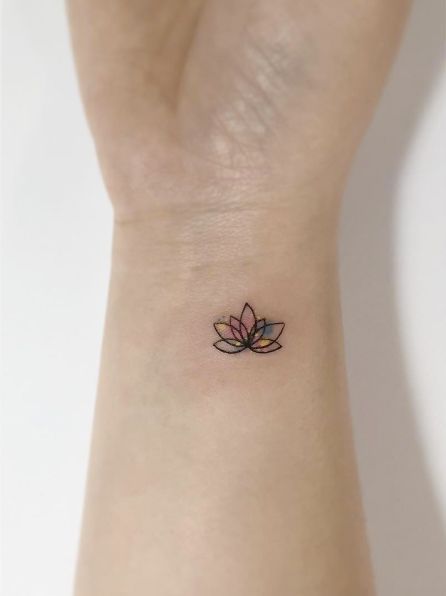 60+ Small Tattoos Every Girl Dreams About Getting -   21 watercolor lotus tattoo
 ideas