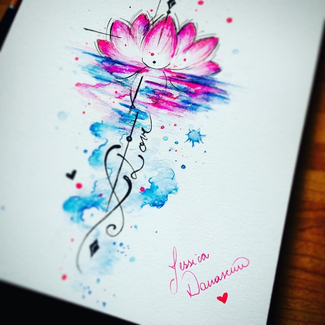 21 watercolor lotus tattoo
 ideas