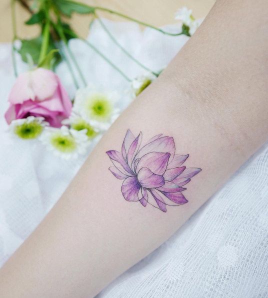 60+ Utterly Beautiful Watercolor Tattoos We Love -   21 watercolor lotus tattoo
 ideas