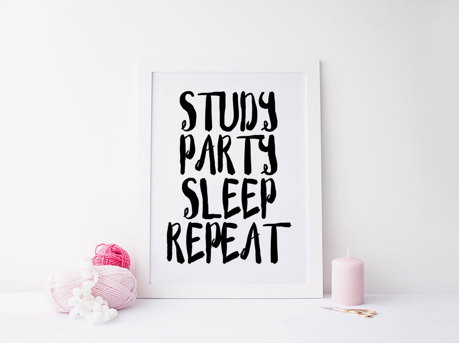 University Dorm Room Wall Art, Dorm Decorations,College Student Gift,Study Party Sleep Repeat Typography Print,Black College Dorm Decor von sweetandhoneyprints auf Etsy -   22 dorm decor quotes
 ideas