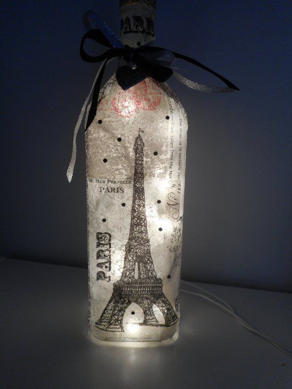 Paris Wine Bottle Lamp | French Decor | Paris Gifts | Wine Bottle Accent Lamp | Paris Decor | Eiffel Tower Decor | Night Light -   22 french decor accessories
 ideas