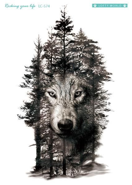 Wolf In Trees Temporary Tattoo -   22 growling wolf tattoo
 ideas