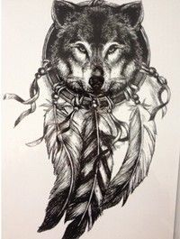 Buy New Wolf with Feather Cool Beauty Tattoo Waterproof Hot Temporary Tattoo Stickers at Wish - Shopping Made Fun -   22 growling wolf tattoo
 ideas