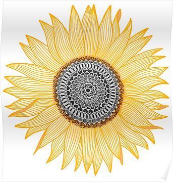 ‘Golden Mandala Sunflower’ Poster by paviash -   22 mandala tattoo acuarela ideas