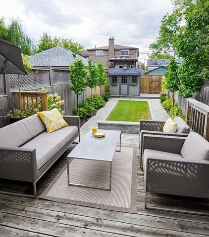 A backyard that showcase a nice, long rectangular patch of well-manicured lawn is the ideal playing field for a game of boccie, croquet, horseshoes or lawn bowling. -   22 modern garden furniture
 ideas