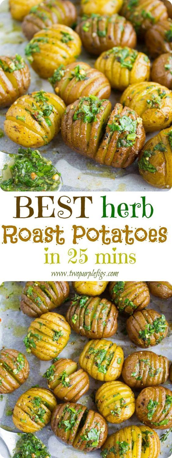 Best Herb Roast Potatoes--The ABSOLUTE best roast potatoes recipe you will ever have! Brushed with sweet herb butter or olive oil (if vegan)--crispy on the outside and tender on the inside--pure potato LOVE! www.twopurpefigs.com -   22 potato recipes hasselback
 ideas