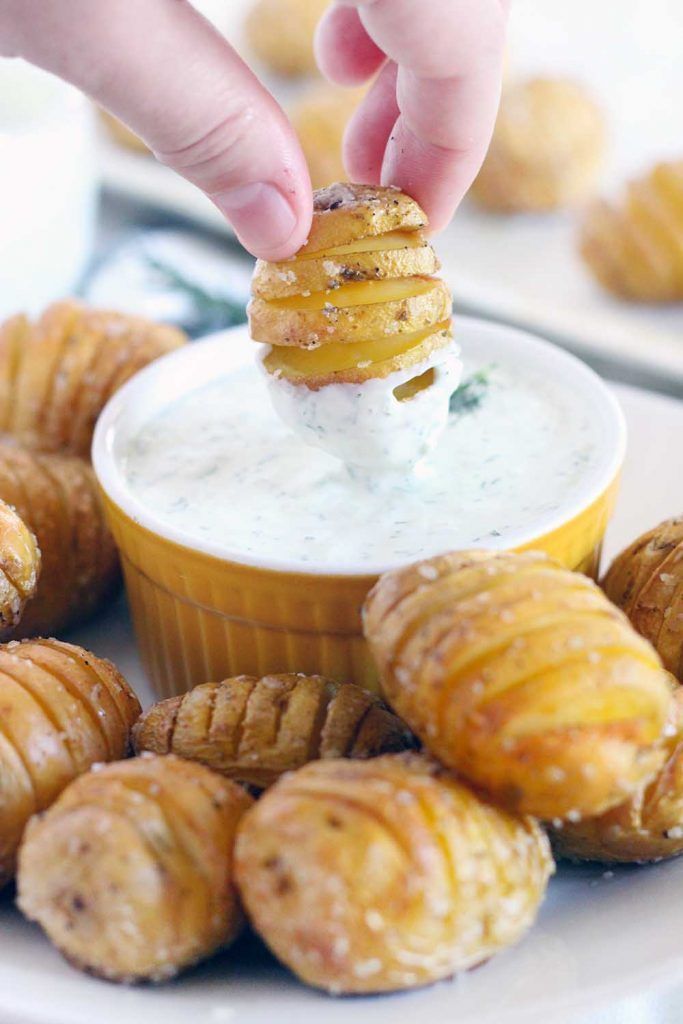 Mini Hasselback Potatoes with Creamy Dill Dip -   22 potato recipes hasselback
 ideas
