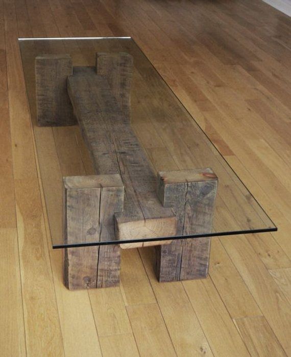 Reclaimed Wood Glass Top Table -   22 unique diy furniture
 ideas