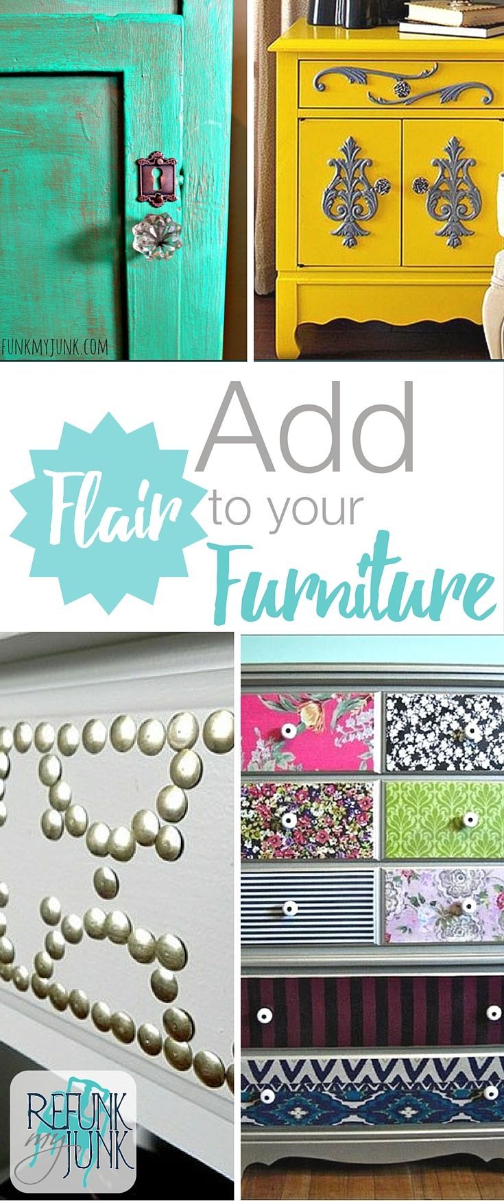5 Ways to add flair to your furniture and other DIY furniture painting ideas and techniques by Refunk My Junk -   22 unique diy furniture
 ideas