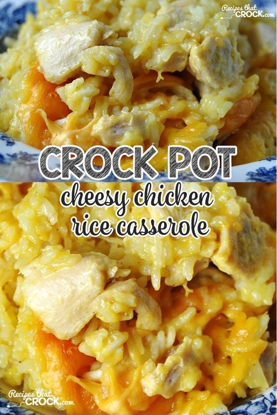 This Crock Pot Cheesy Chicken Rice Casserole is comfort food at its best! -   23 cheesy casserole recipes
 ideas