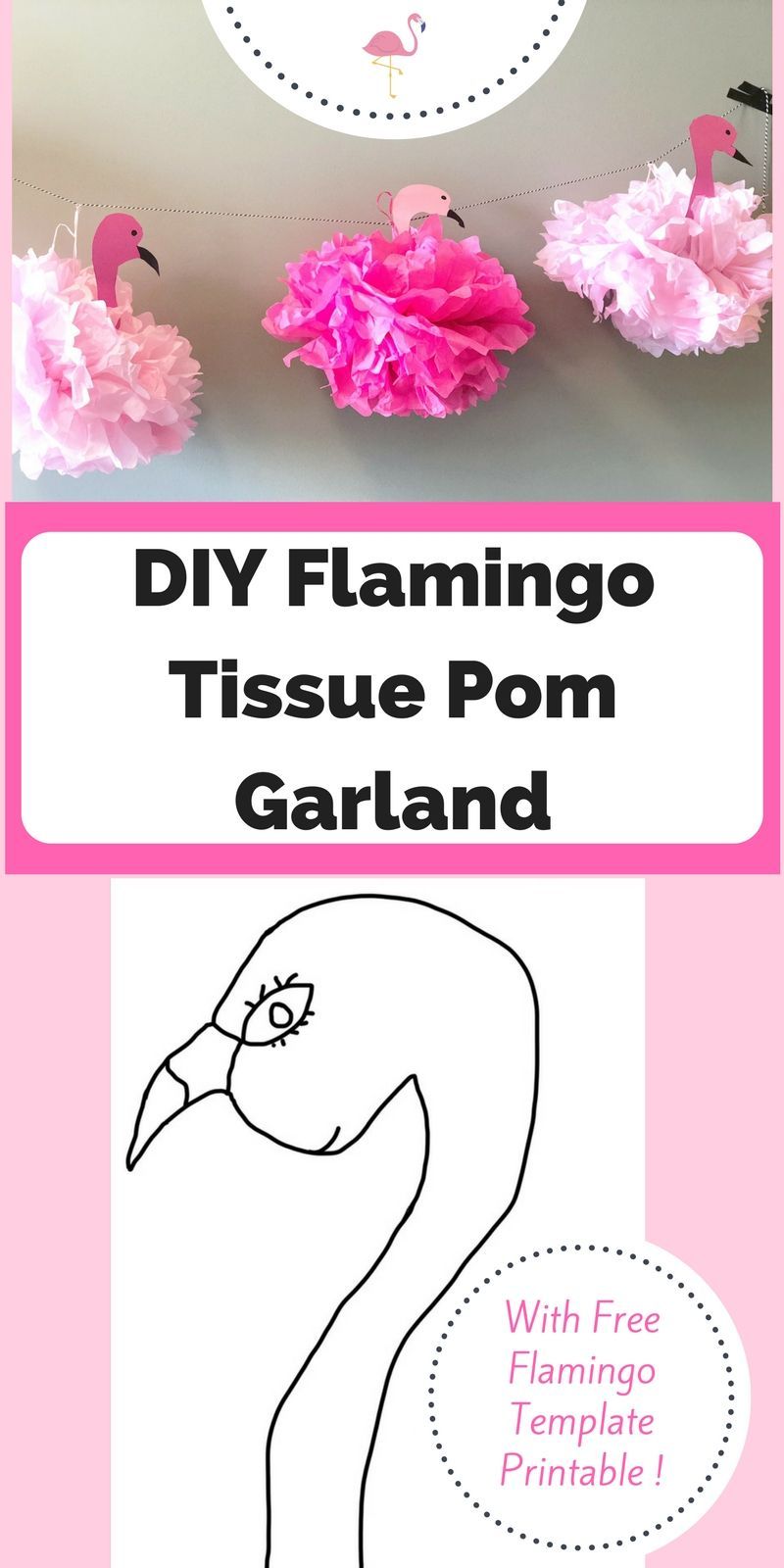 DIY Easy And Adorable Flamingo Tissue Pom Garland -   23 cute party decor
 ideas