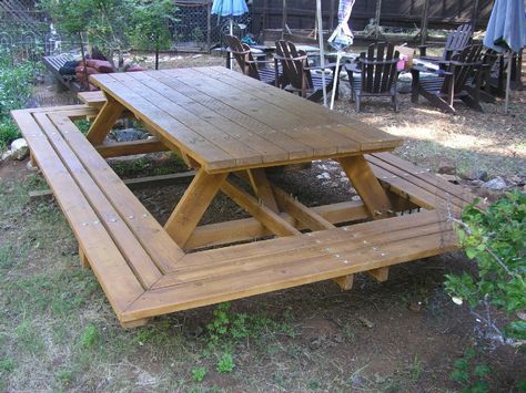 Custom Made Picnic Tables, Large Thru-Bolt Picnic Tables, Redwood Picnic Table. Wide Wrap Around Bench -   23 garden seating picnic tables
 ideas