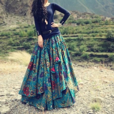 2017 Flower Print Long Floor Length Cotton Linen -   23 gypsy style dresses
 ideas