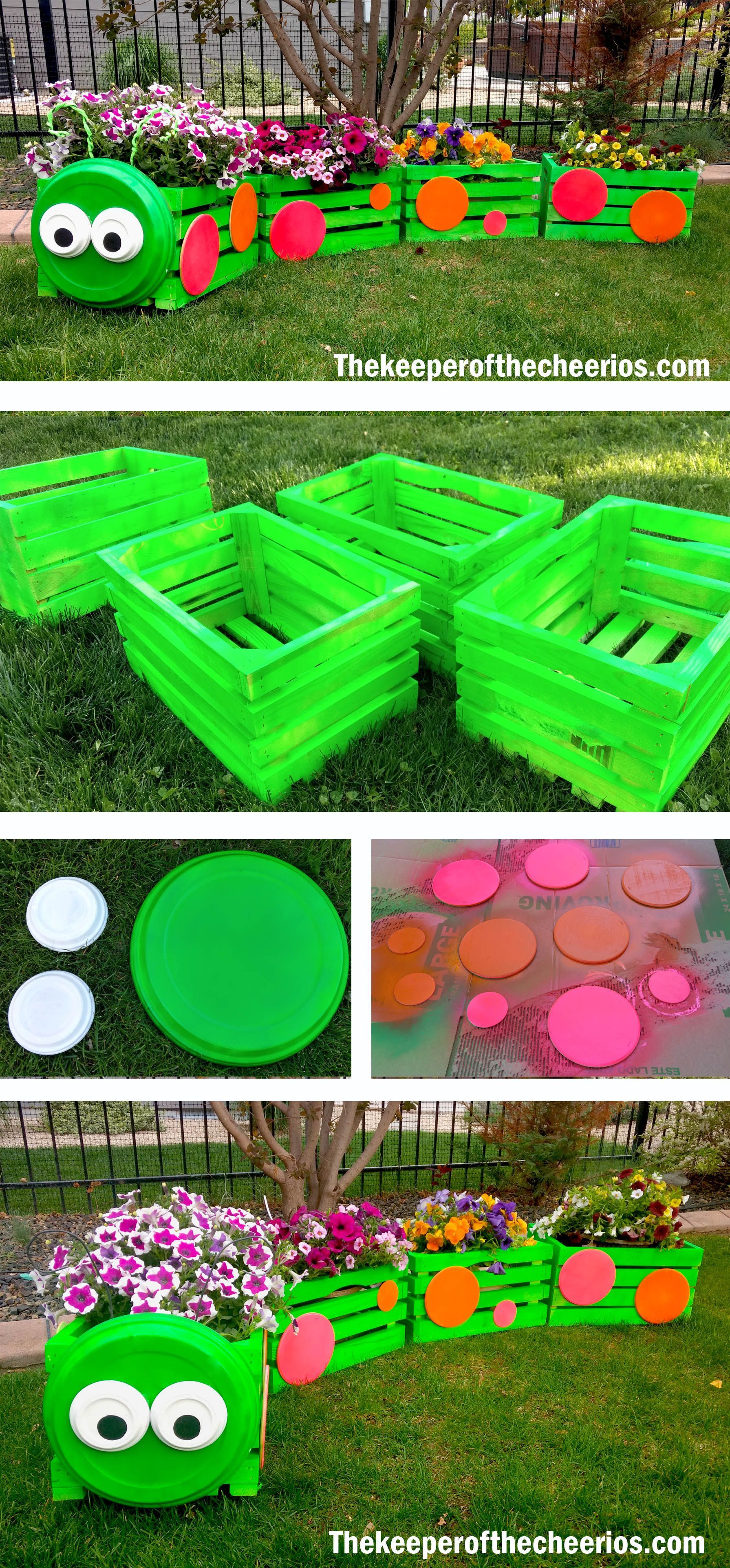 Caterpillar Crate Planter -   23 outdoor garden for kids
 ideas