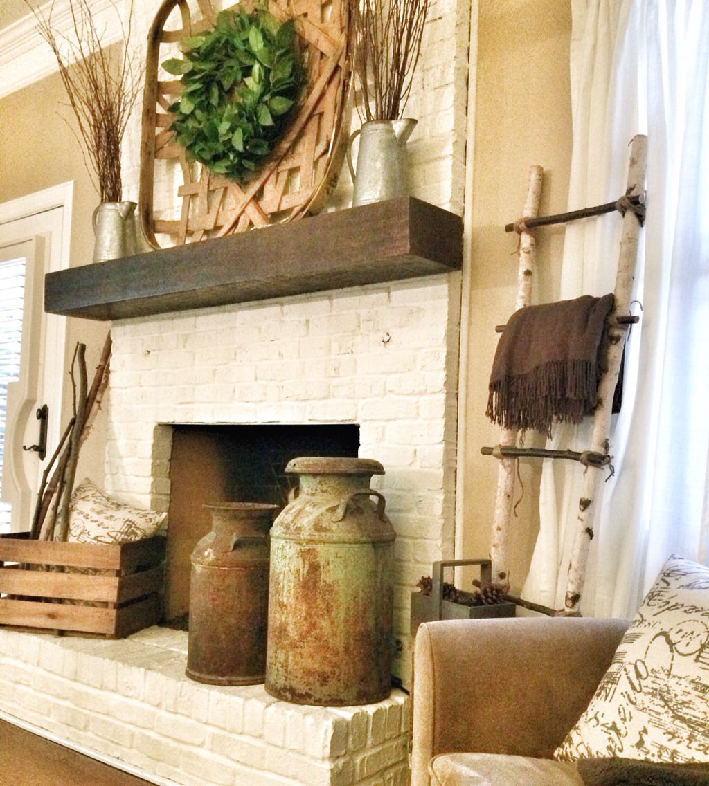 Rustic painted fireplace -   23 rustic decor fireplace
 ideas