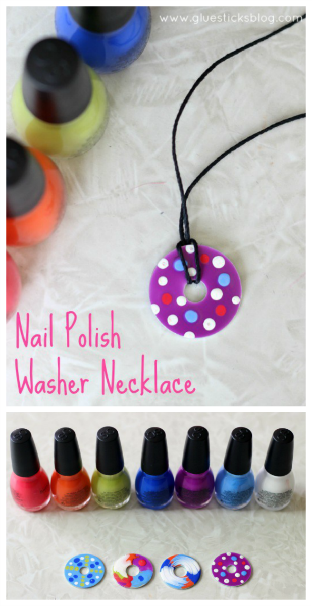 Nail Polish Washer Necklaces: a Fun Craft Activity for Kids and Teens -   23 unique crafts
 ideas
