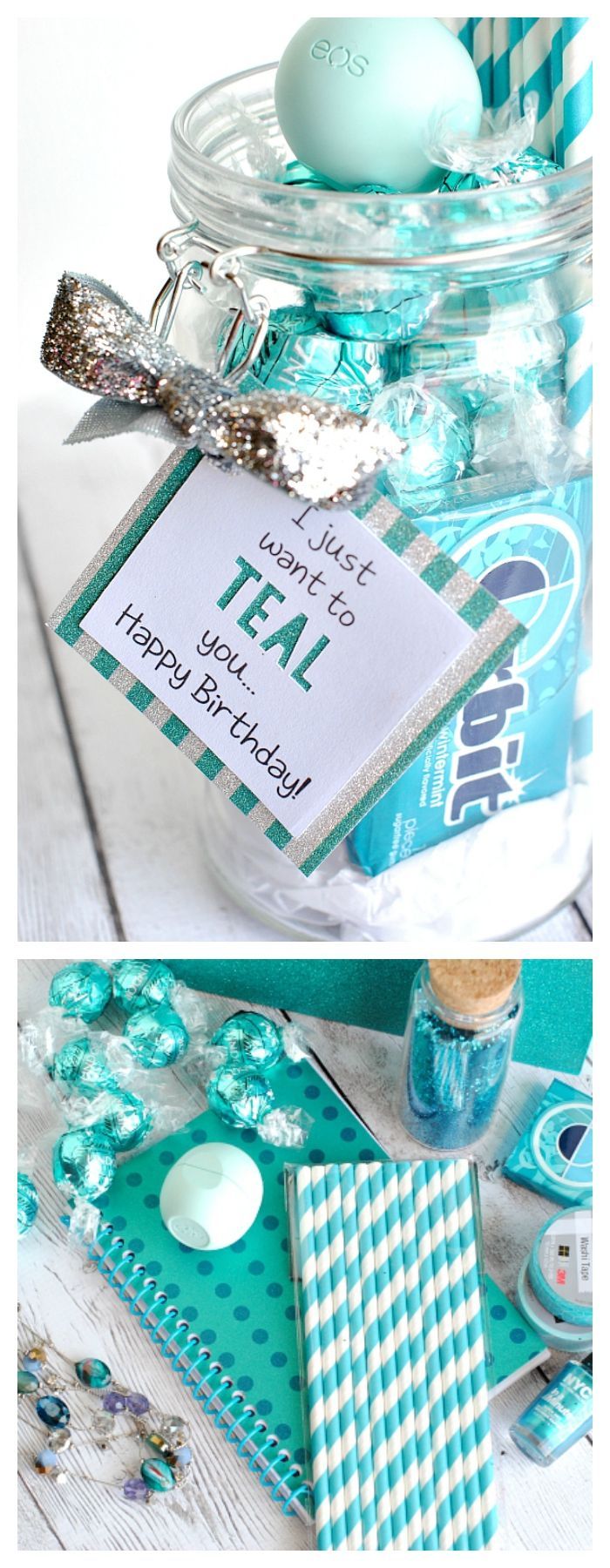 Teal Birthday Gift Idea for Friends -   24 diy birthday baskets
 ideas