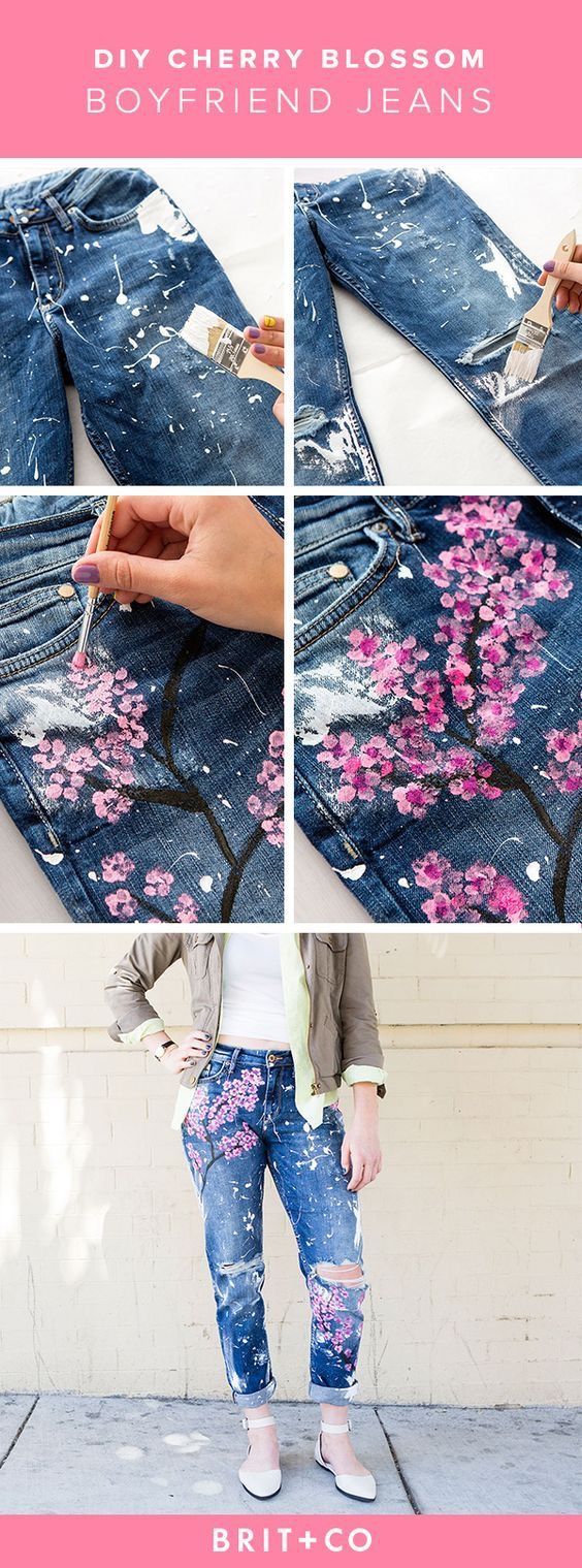 blake lively diy cherry blossom boyfriend jeans -   24 diy fashion jeans ideas