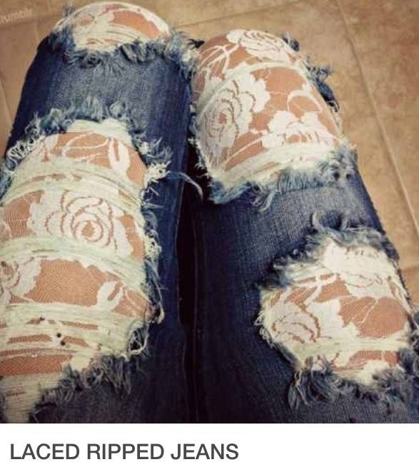 Beautiful Lace Jeans! DIY! -   24 diy fashion jeans ideas