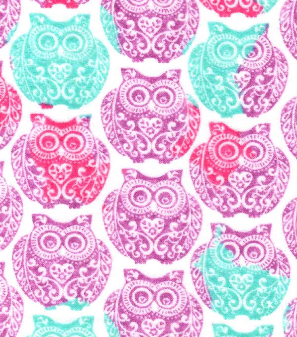 Snuggle Flannel Fabric -Tribal Owl Stamp -   24 fabric owl crafts
 ideas