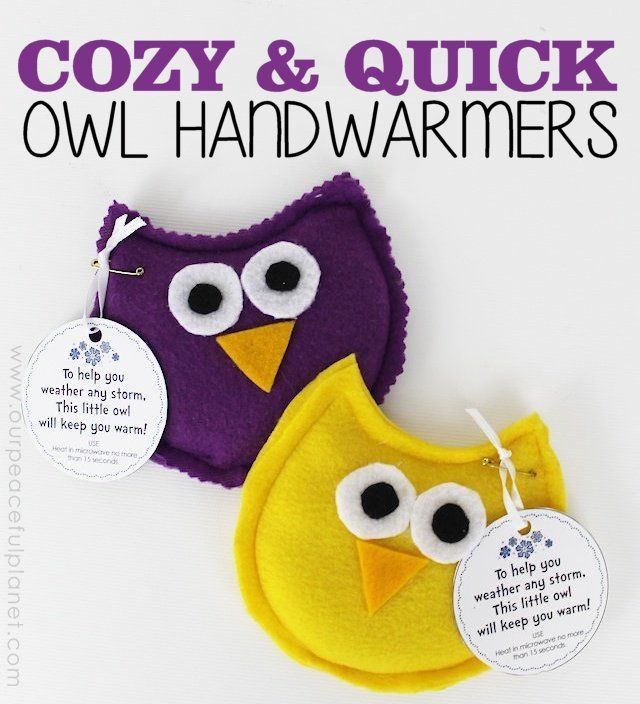 Quick Owl Hand Warmers! · -   24 fabric owl crafts
 ideas