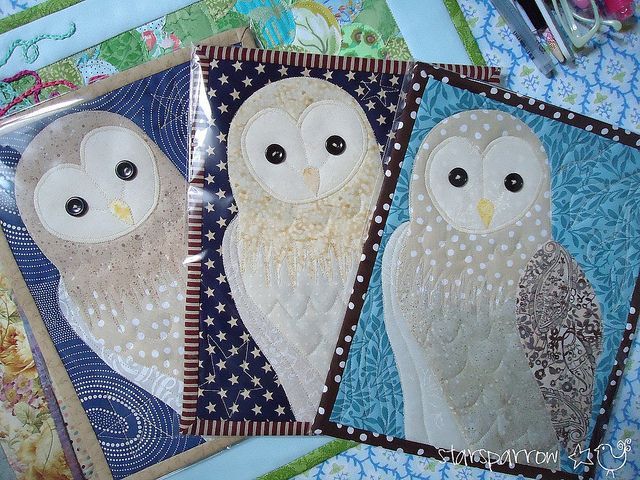 Barn Owl Mini Quilt Trio -   24 fabric owl crafts
 ideas