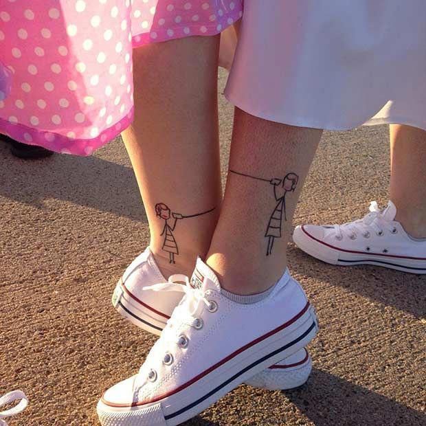 Cute Matching Sister Foot Tattoos -   24 feminine foot tattoo
 ideas