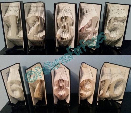 Book folding pattern for TABLE NUMBERS 1 to 10 (11 to 20 listed seperately) -   24 folding crafts table
 ideas