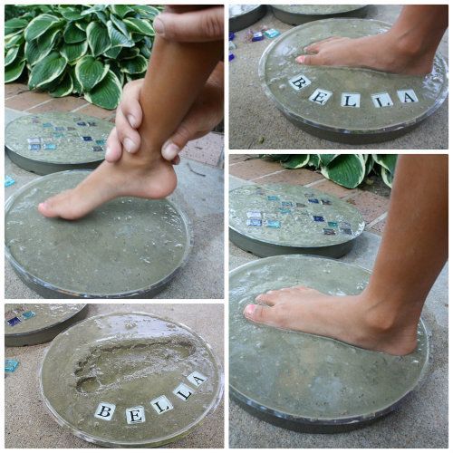Concrete Stepping Stone Tutorial -   24 garden stones handprint
 ideas
