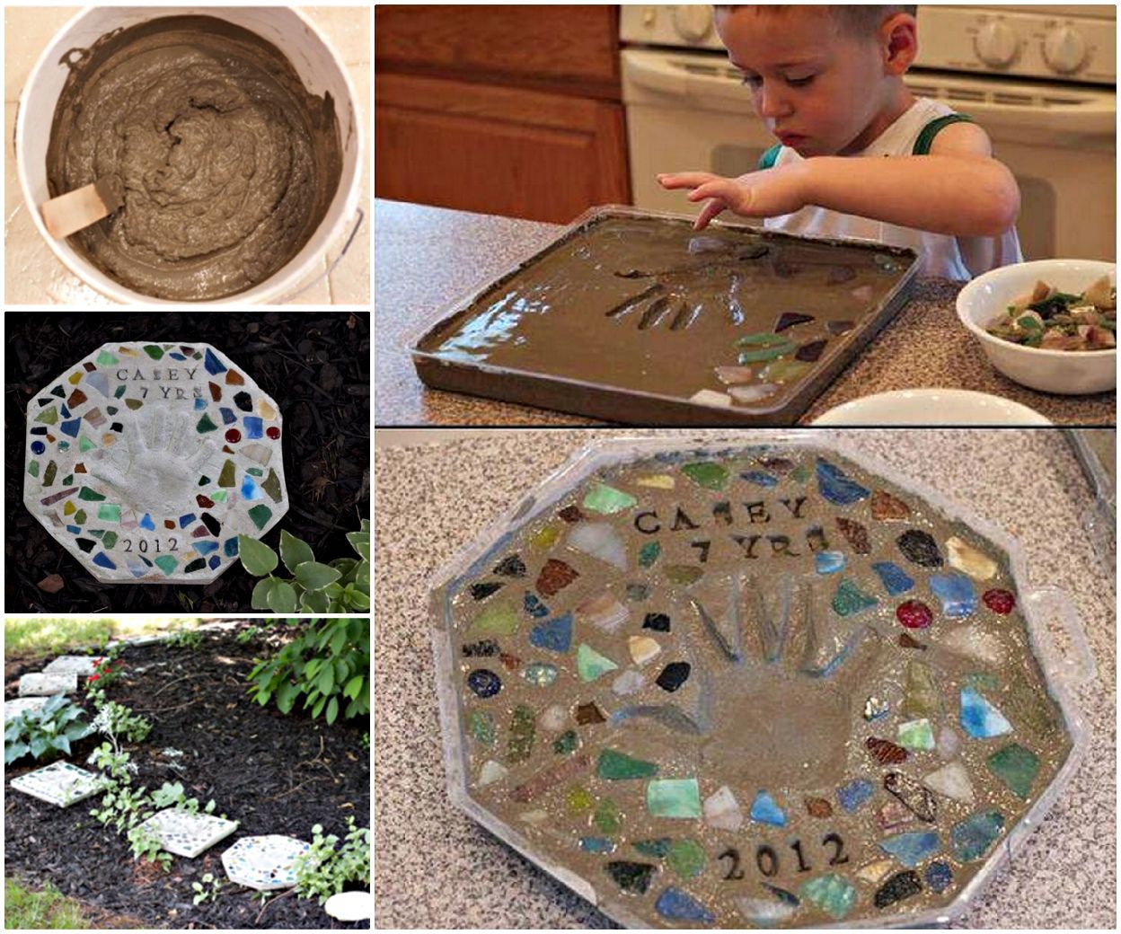 DIY Cute Handprint Cement Stepping Stone -   24 garden stones handprint
 ideas