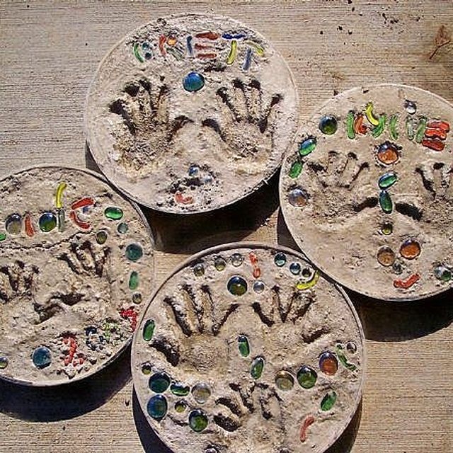 Kids' handprints preserved in time -   24 garden stones handprint
 ideas