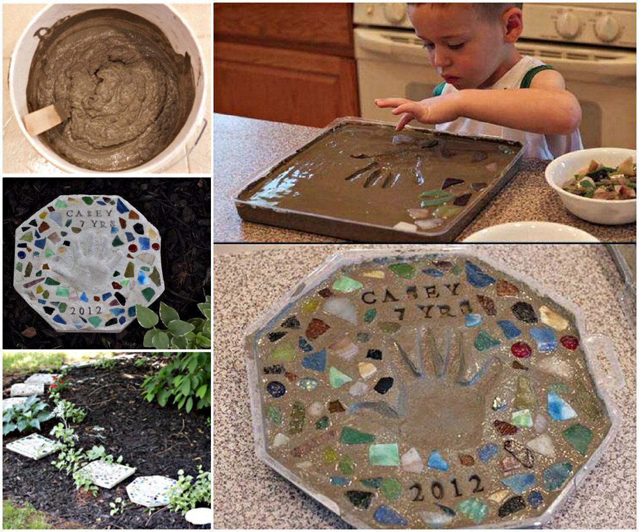 DIY Cute Handprint Cement Stepping Stone -   24 garden stones handprint
 ideas