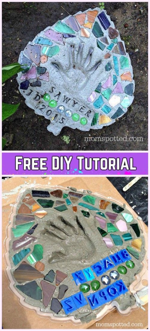 DIY Handprint Concrete Stepping Stone Tutorials -   24 garden stones handprint
 ideas