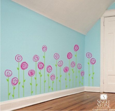 Nursery Wall Decals Doodle Flower Garden - Vinyl Wall Sticker Custom Home Decor -   24 girls garden room
 ideas