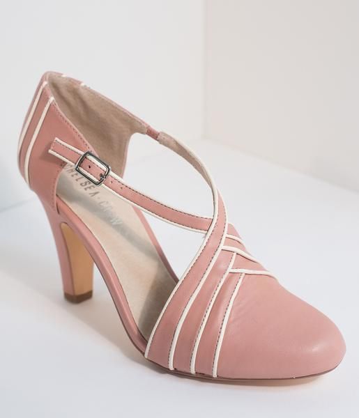 Vintage Style Dusty Pink & Ivory Leatherette D’Orsay Heels -   24 girly vintage style
 ideas