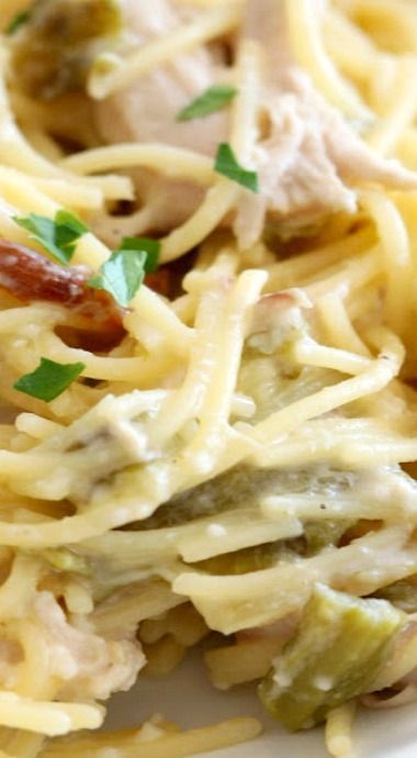 Creamy Green Chile Chicken Spaghetti -   24 green spaghetti recipes
 ideas