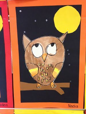 Whooo loves kindergarten art? I do!  Check out this kinder-project! -   24 owl crafts kindergarten
 ideas