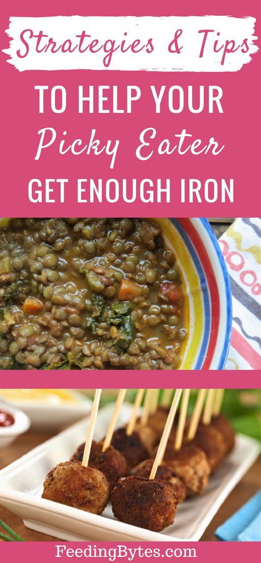 Did you know that iron is one of the most common nutrients picky eaters are likely to miss out on? In fact, iron deficiency anemia is the most common nutrients deficiency in the developed world. In this post, I cover the steps you can take to ensure that your child gets enough iron - from the best sources of iron, how much iron a child needs, iron-rich recipes and food combos to strategies and tips. | Feeding Bytes -   24 pregnancy diet for picky eaters
 ideas