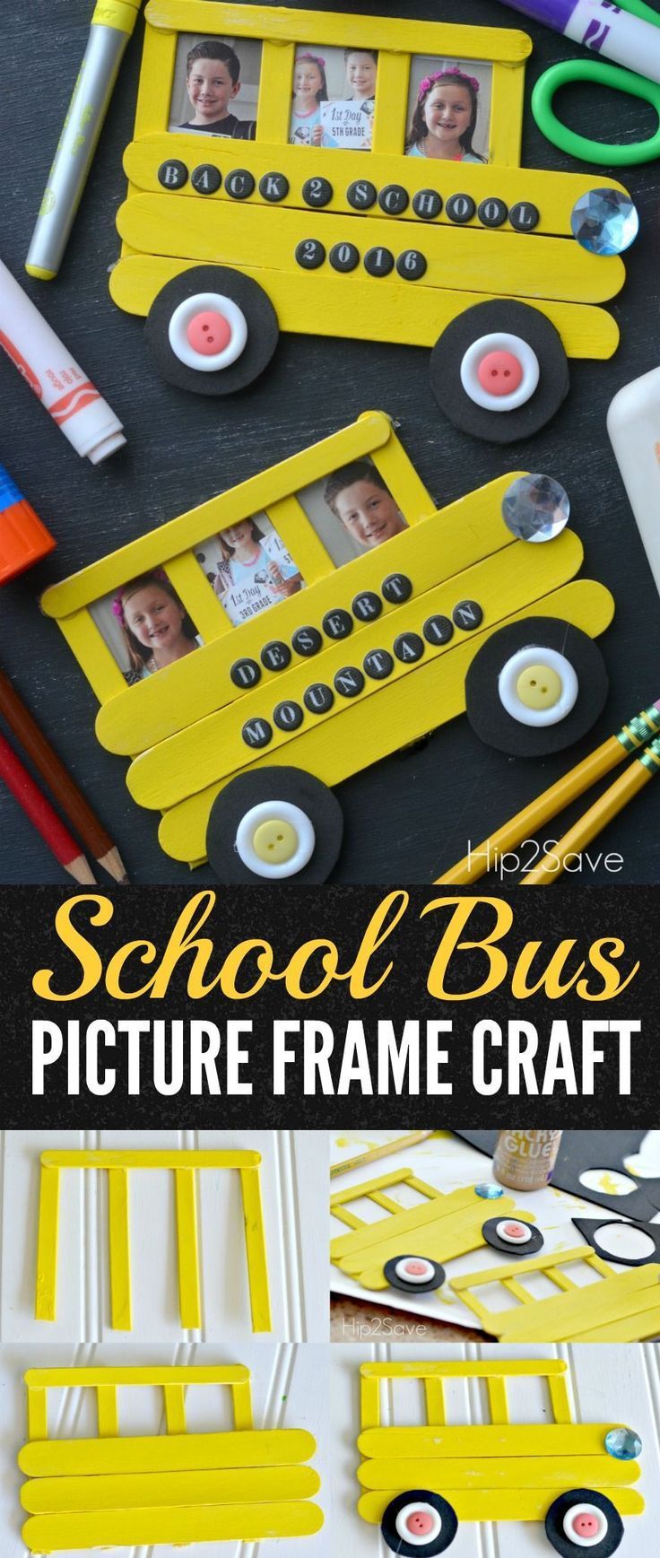 Craft Stick School Bus (Back to School Idea) -   24 school crafts display
 ideas