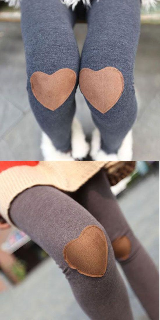 Fashion New Knee Love Patch Leggings -   24 teen style leggings
 ideas