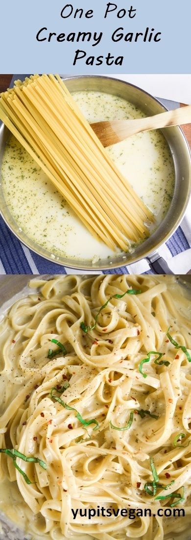 One Pot Creamy Garlic Pasta | yupitsvegan.com. Easy vegan fettuccine alfredo-style pasta dish that all cooks together in one pot. -   24 vegan recipes dinner
 ideas