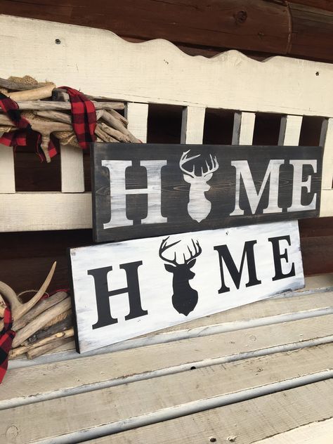 HUNTING HOME DECOR/Antler Art/Rustic Home Decor/Deer Wood Sign/Man Cave Sign/Man Cave Sign/Nature Decor/Woodland Decor/Home Wood Sign -   24 vintage rustic decor
 ideas