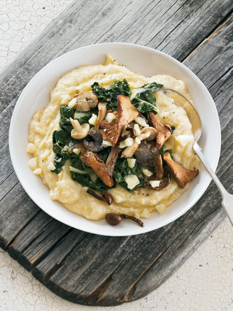 Polenta with White Cheddar, Chard & Wild Mushrooms -   24 wild mushroom recipes
 ideas