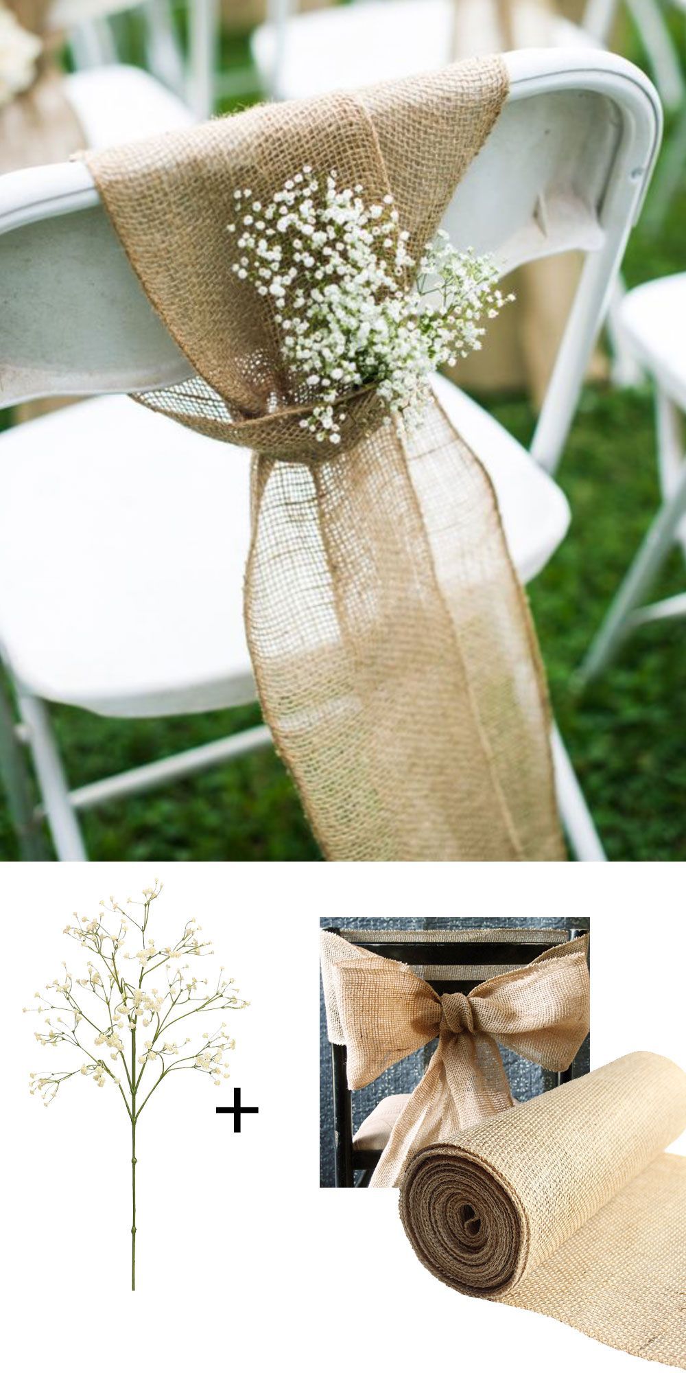 Make these adorable chairbacks with silk  and faux baby's breath from afloral.com. Perfect for any backyard or rustic wedding! #afloral -   25 cheap wedding decor
 ideas
