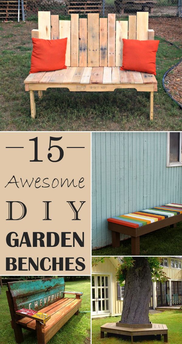 15 Awesome DIY Garden Benches -   25 did garden bench
 ideas