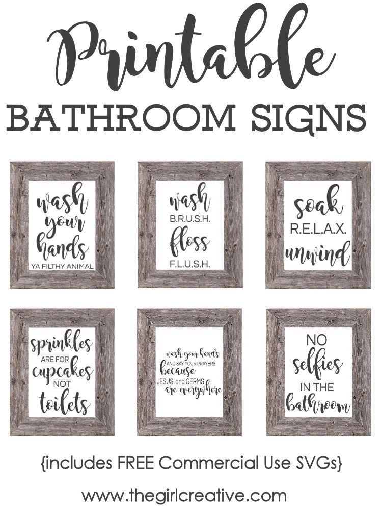 Printable Bathroom Signs + SVGs -   25 diy bathroom signs
 ideas