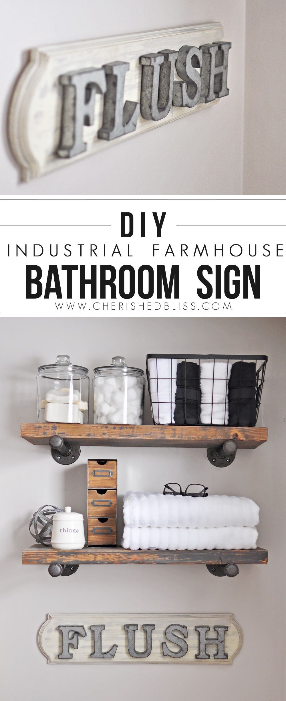 DIY Industrial Farmhouse Bathroom Sign -   25 diy bathroom signs
 ideas